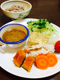 味噌ドレで〜焼豆腐・ササミの温野菜サラダ-レシピのメイン写真