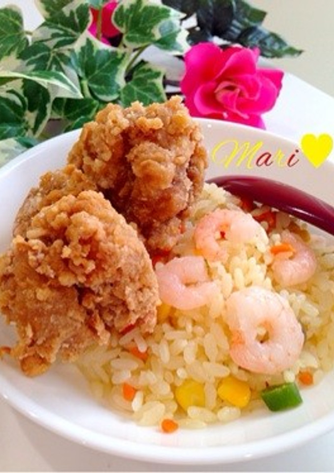 我が家自慢の♡唐揚げのっけエビピラフ-レシピのメイン写真