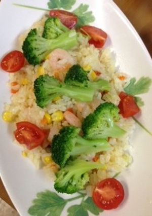 カラフル野菜のせ★えびピラフ-レシピのメイン写真