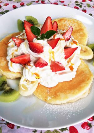 カフェ風♡もちもち米粉パンケーキ-レシピのメイン写真