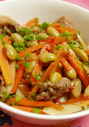 卍牛肉と枝豆のピリ辛炒め卍-レシピのメイン写真