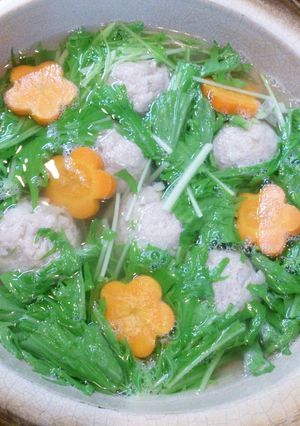 ♪水菜と変わり肉団子のさっぱり鍋♪-レシピのメイン写真