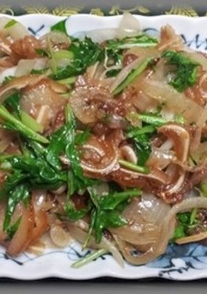 ミミガーと水菜の炒め物-レシピのメイン写真