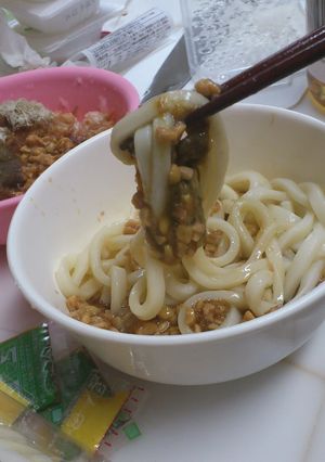 ひっぱりうどん☆納豆&ぽん酢でちゅる☆-レシピのメイン写真