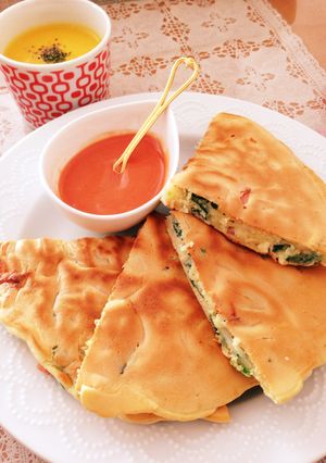 簡単♡ほうれん草とハムチーズのパンケーキ-レシピのメイン写真