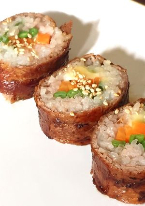 肉巻きおにぎり★野菜チーズロールver.-レシピのメイン写真