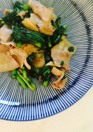 大根の葉と豚バラのにんにくポン酢炒め-レシピのメイン写真