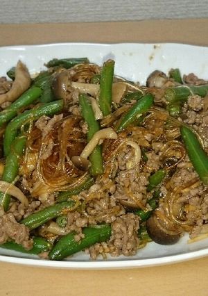 レンジで簡単!春雨ミンチいんげん炒め風-レシピのメイン写真