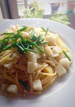 簡単！エノキと里芋の塩パスタ-レシピのメイン写真