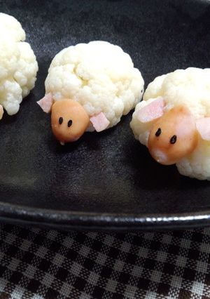 カリフラワーでひつじさん♡(お正月にも)-レシピのメイン写真