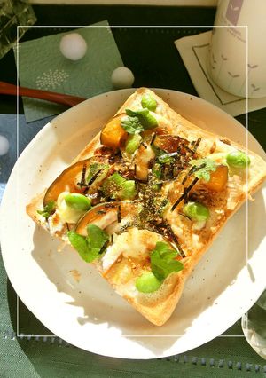 南瓜×枝豆のミルキー和トースト-レシピのメイン写真