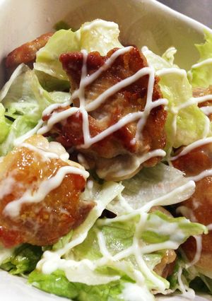 簡単パリパリ鶏レタスマヨポン(^o^)-レシピのメイン写真