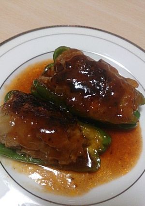 ワインに合う♪ピーマンのこってり肉詰め-レシピのメイン写真