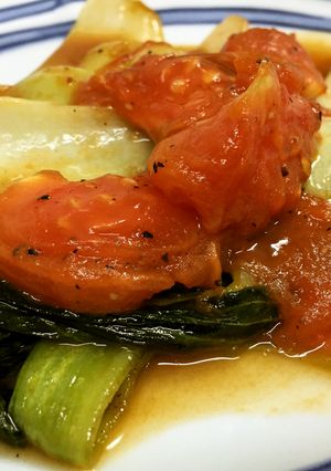 チンゲン菜・トマト簡単炒め-レシピのメイン写真