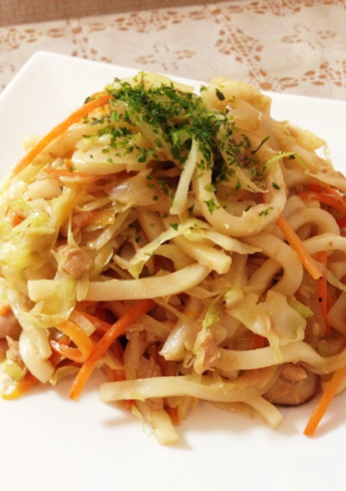 簡単！オイマヨで美味しい♡ツナ焼きうどん-レシピのメイン写真