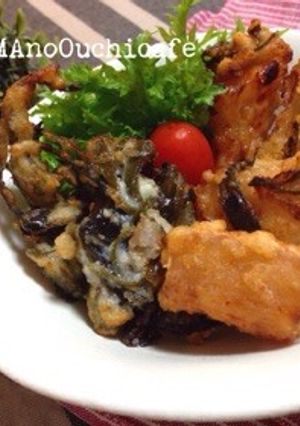 鮭のハラミ天ぷらと昆布のかき揚げ-レシピのメイン写真
