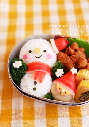 クリスマス キャラ弁♡雪だるまサンタさん-レシピのメイン写真