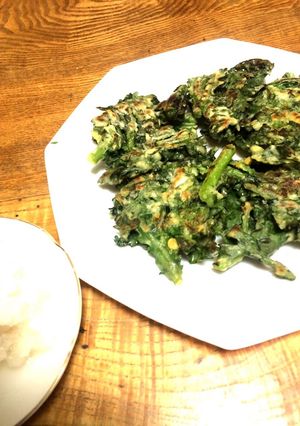 2品でできる春菊だけのお焼き-レシピのメイン写真