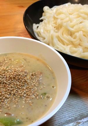 ネギとショウガの和風クリーミーつけうどん-レシピのメイン写真