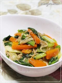 お弁当に★青梗菜とニンジンのオイソー炒め-レシピのメイン写真