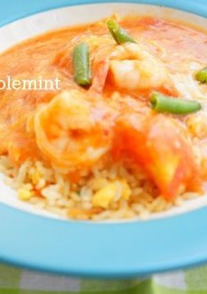 とろとろ卵とトマトの海老チリかけチャー-レシピのメイン写真