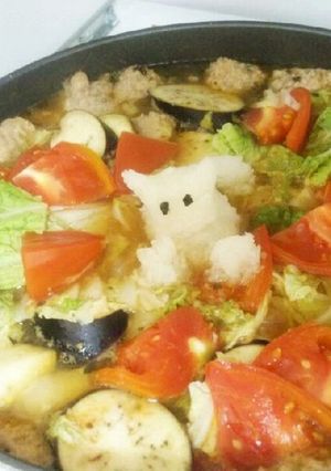 ♡アツアツ白ネコのトマト鍋♪♡-レシピのメイン写真