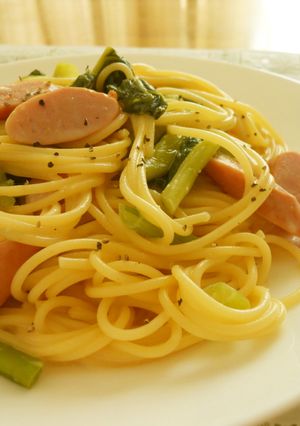 豆乳DE簡単ヘルシー野沢菜のパスタ-レシピのメイン写真