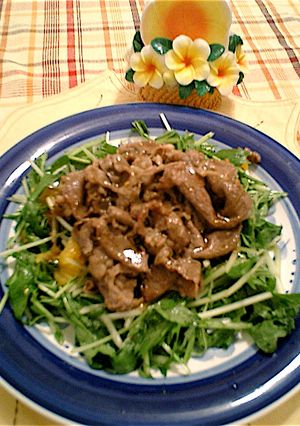 レモンでさっぱり!焼き肉水菜サラダ-レシピのメイン写真