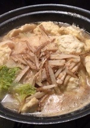 ぴら大根と鶏だんごのにんにく味噌鍋-レシピのメイン写真