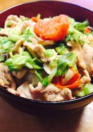 豚キャベと明太チーズのWデート丼-レシピのメイン写真