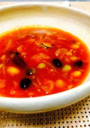 【20分】朝食に♡豆と大蒜のトマトスープ-レシピのメイン写真