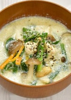 にらの豆乳ごまみそ汁-レシピのメイン写真