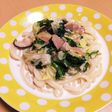 簡単!牛乳でカルボナーラ風うどん♡