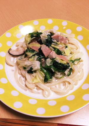 簡単！牛乳でカルボナーラ風うどん♡-レシピのメイン写真