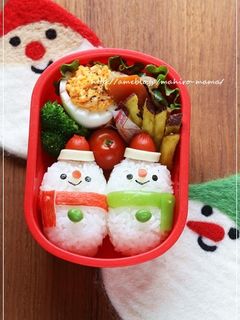 仲良し雪だるま*キャラ弁*クリスマス-レシピのメイン写真