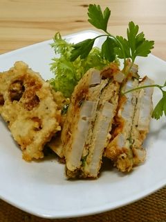 梅味噌ツナのレンコンはさみ揚げ-レシピのメイン写真