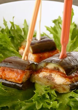 さんまフライトマトソースで★茄子挟み焼き-レシピのメイン写真