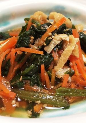 ほうれん草と人参と油揚げのごま煮-レシピのメイン写真
