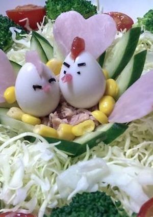 ウズラの卵サラダでラブラブにわとりさん-レシピのメイン写真