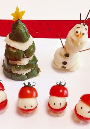 ピーマン肉詰めでクリスマスツリー＆オラフ-レシピのメイン写真