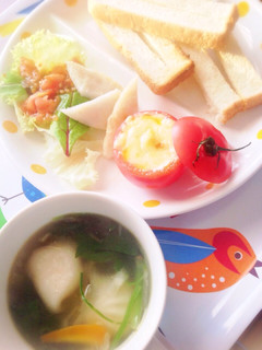 朝ご飯に最適!簡単!マヨトマトチーズ焼き-レシピのメイン写真
