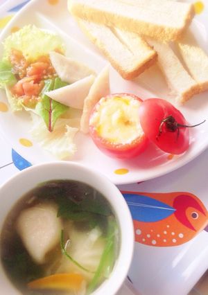 朝ご飯に最適！簡単！マヨトマトチーズ焼き-レシピのメイン写真