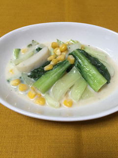 簡単!ちんげん菜のあっさりミルク煮!-レシピのメイン写真