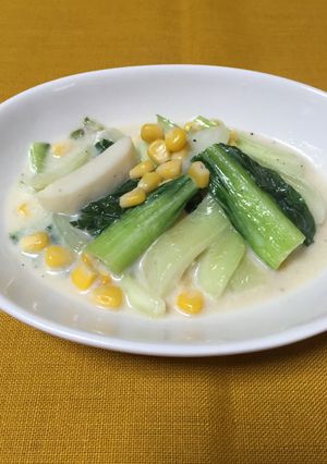 簡単！ちんげん菜のあっさりミルク煮！-レシピのメイン写真