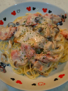 簡単!タラとキノコのクリームパスタ-レシピのメイン写真