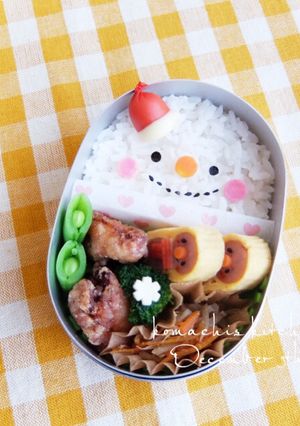 幼稚園 キャラ弁♡クリスマス 雪だるま-レシピのメイン写真