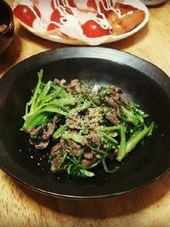 春菊と牛肉の和風炒め-レシピのメイン写真