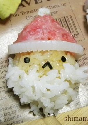 クリスマスメニューにぴったり～サンタ寿司-レシピのメイン写真