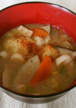 野菜たっぷりすいとん（味噌味）-レシピのメイン写真