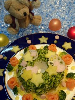 クリスマスリースのデコ寿司(ケーキ寿司)-レシピのメイン写真
